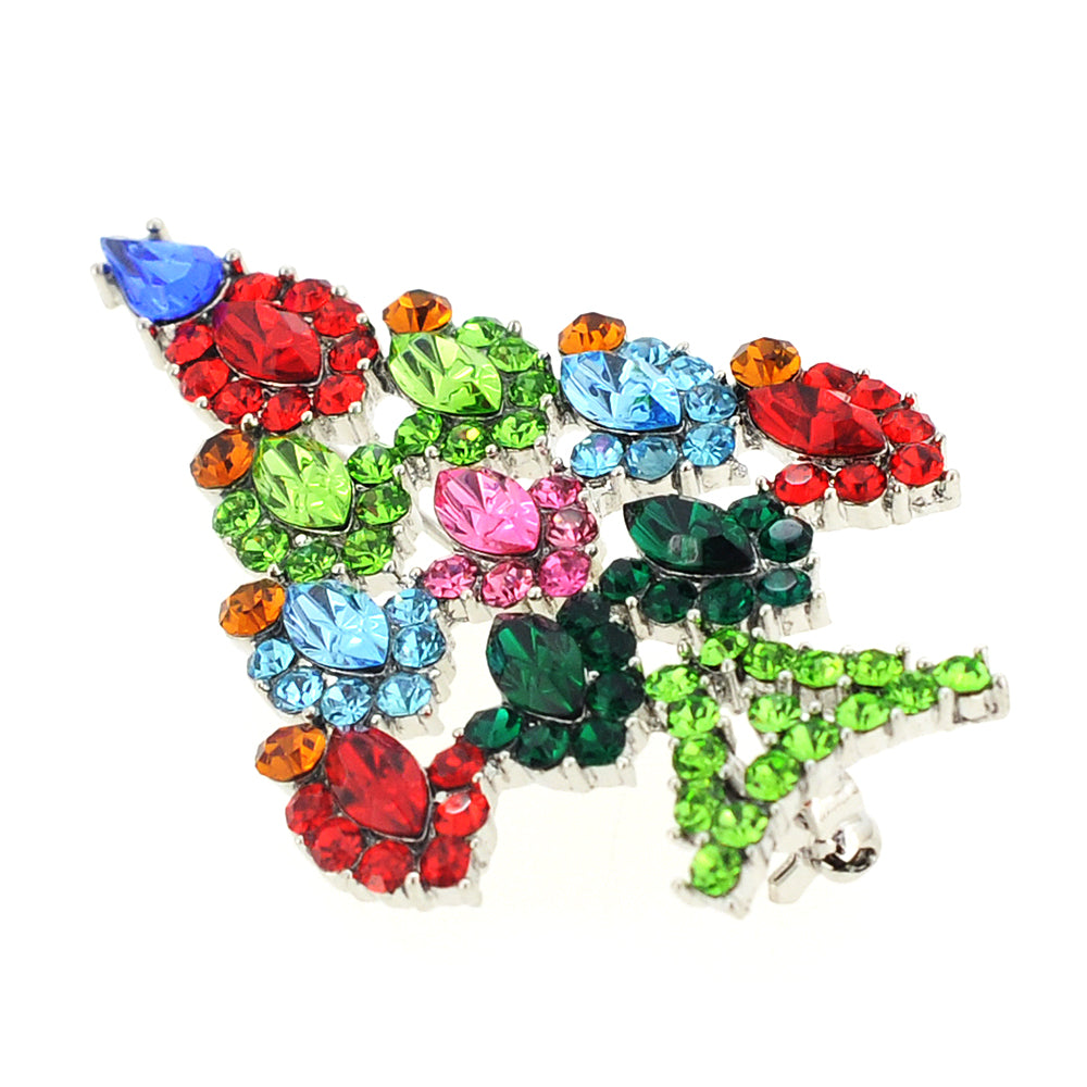 Multicolor Christmas Tree Crystal Pin Brooch