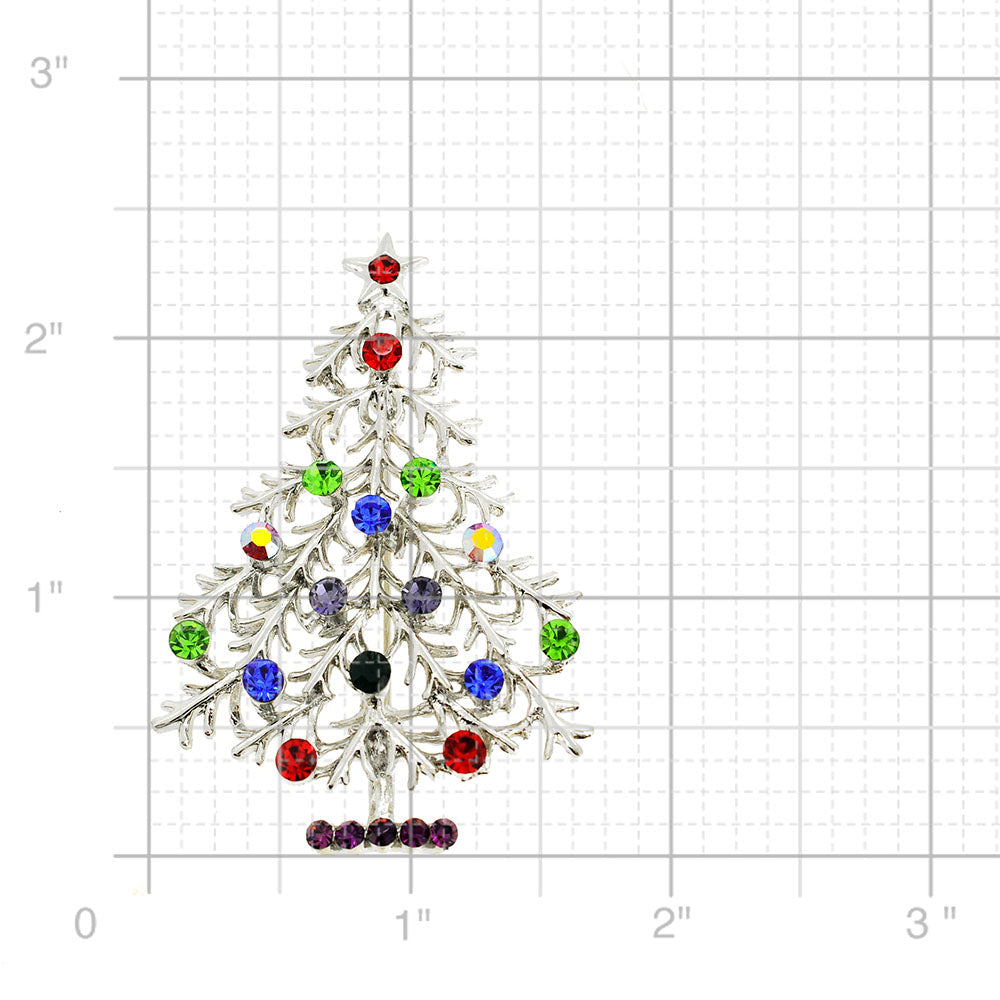 Multicolor Christmas Tree Crystal Pin Brooch