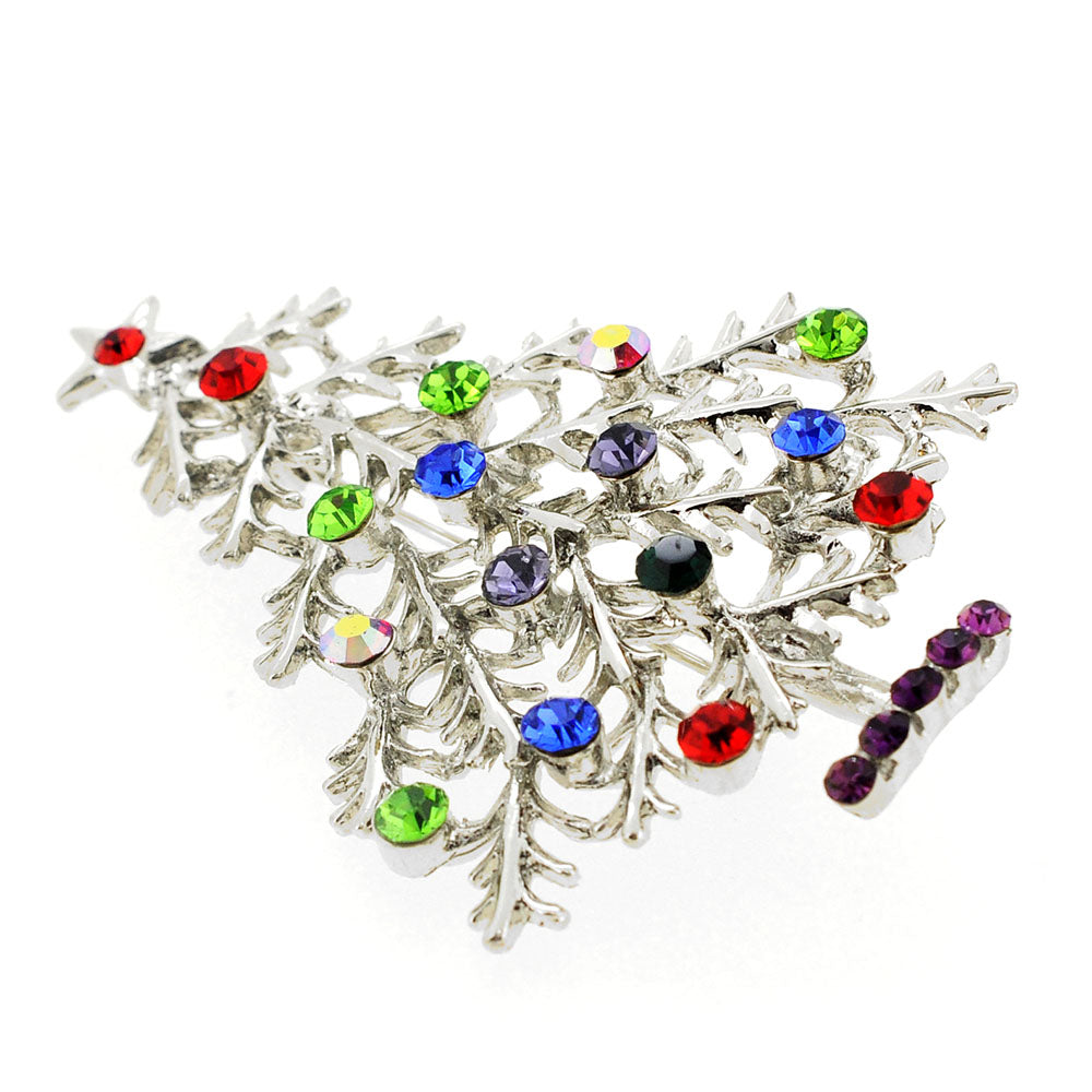 Multicolor Christmas Tree Crystal Pin Brooch