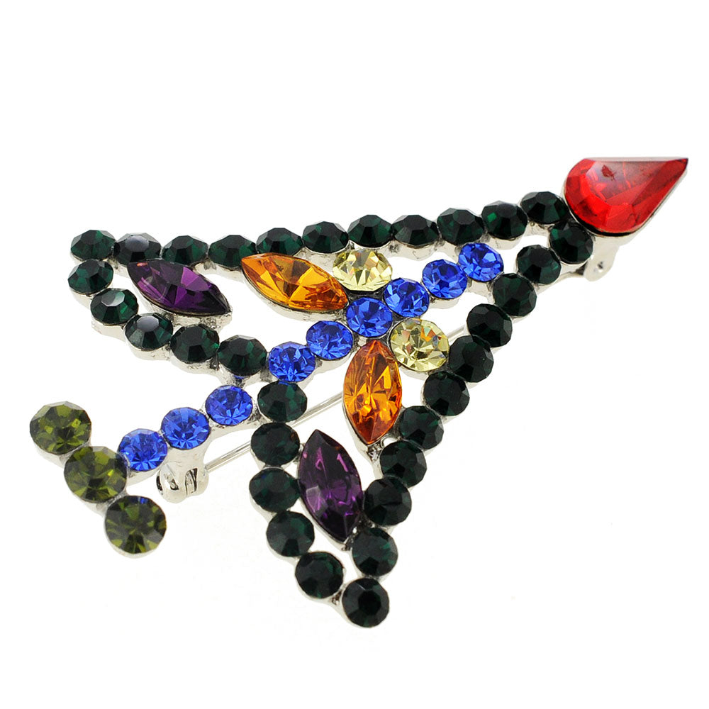 Multicolor Christmas Tree Crystal Pin Brooch
