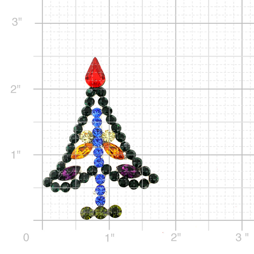 Multicolor Christmas Tree Crystal Pin Brooch