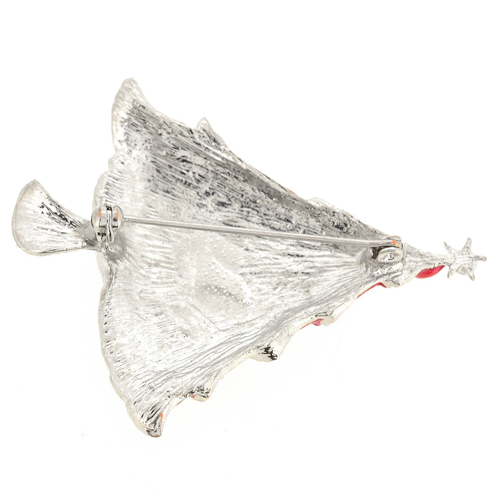 White Red Christmas Tree Crystal Pin Brooch