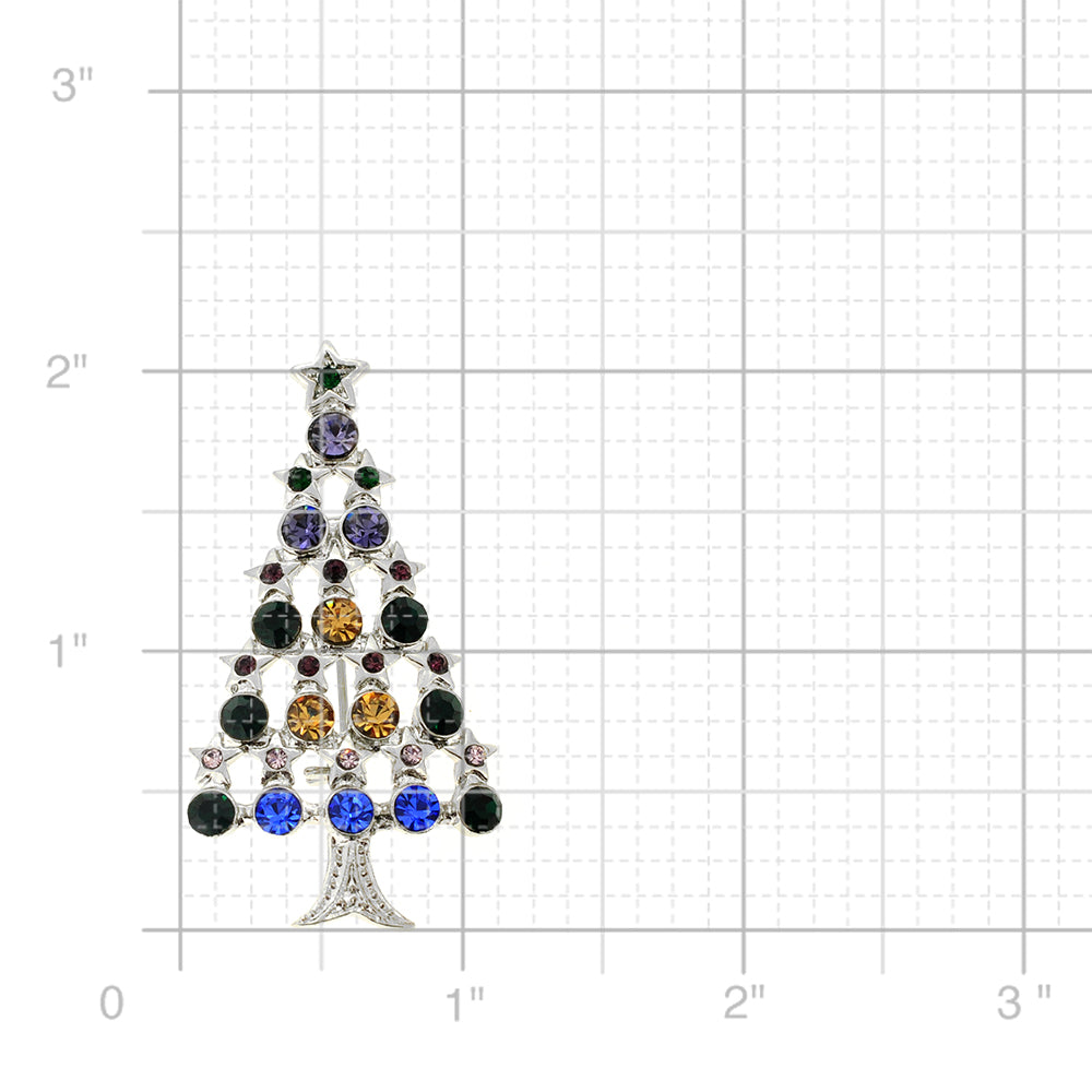 Multicolor Christmas Tree Crystal Pin Brooch