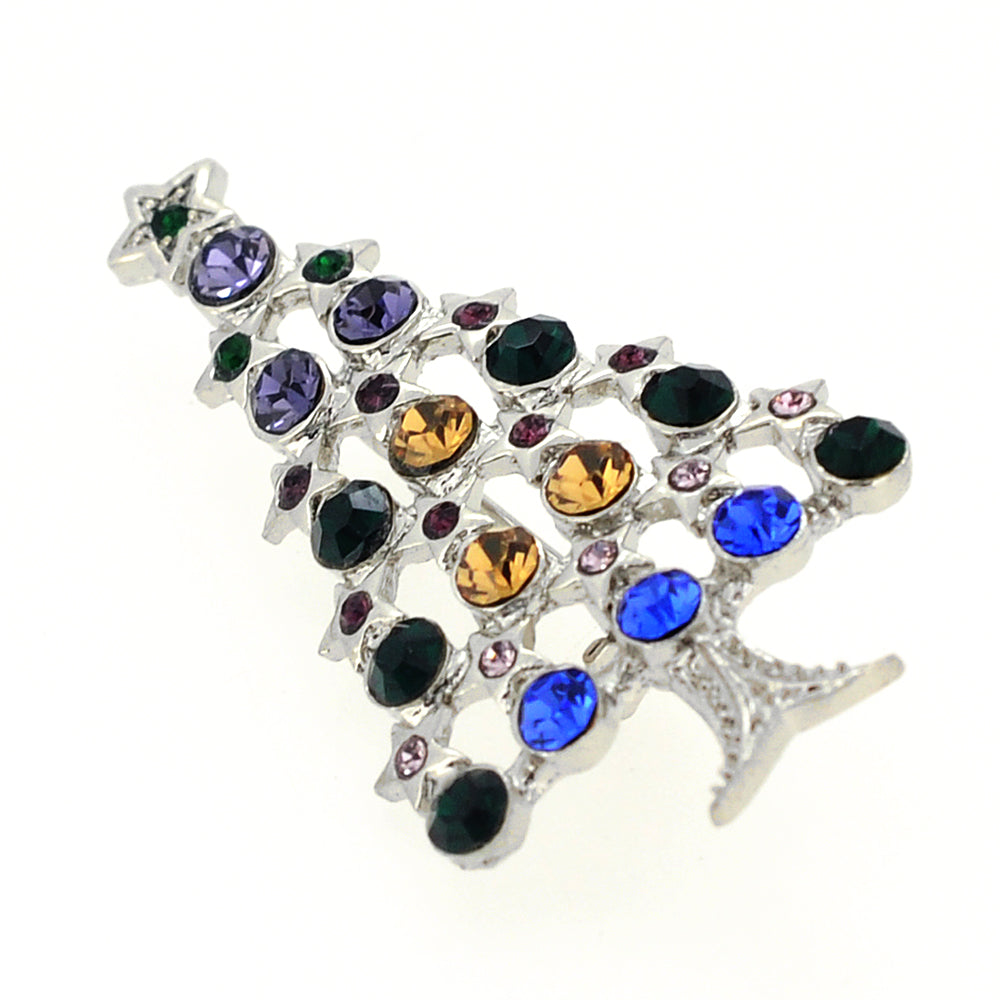 Multicolor Christmas Tree Crystal Pin Brooch
