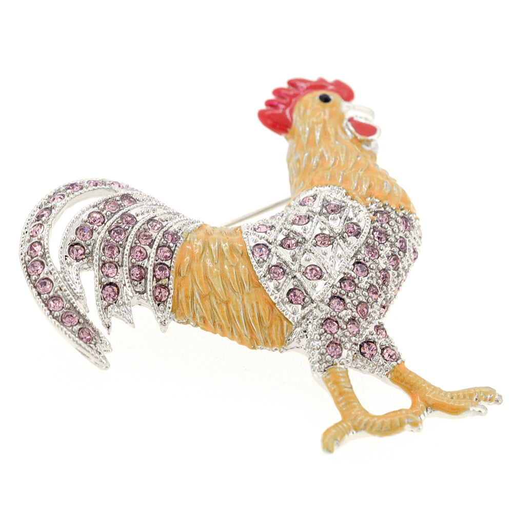 Amethyst Rooster Crystal Pin Brooch