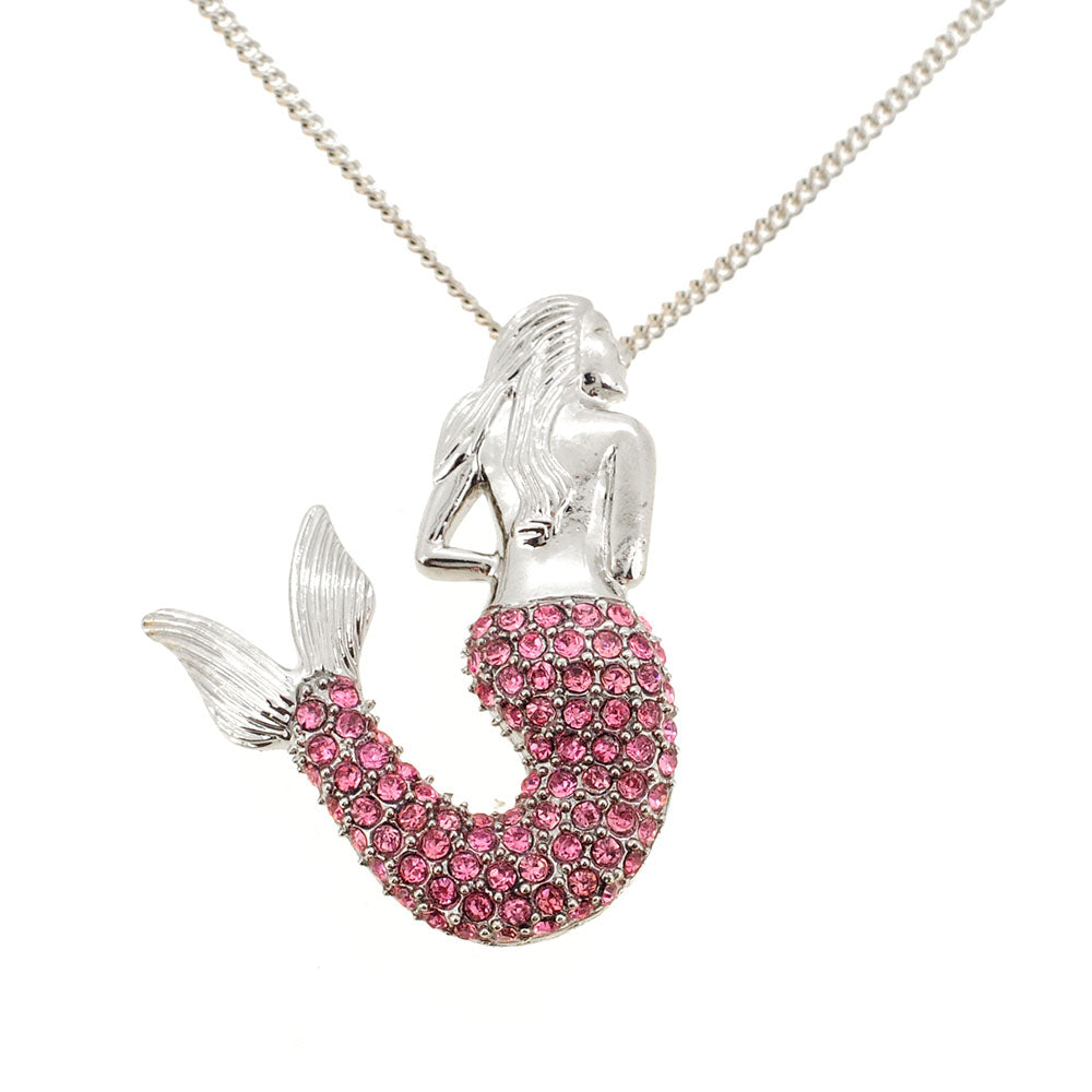 Pink Mermaid Crystal Pin Brooch and Pendant