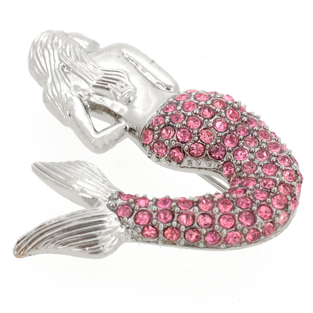 Pink Mermaid Crystal Pin Brooch and Pendant