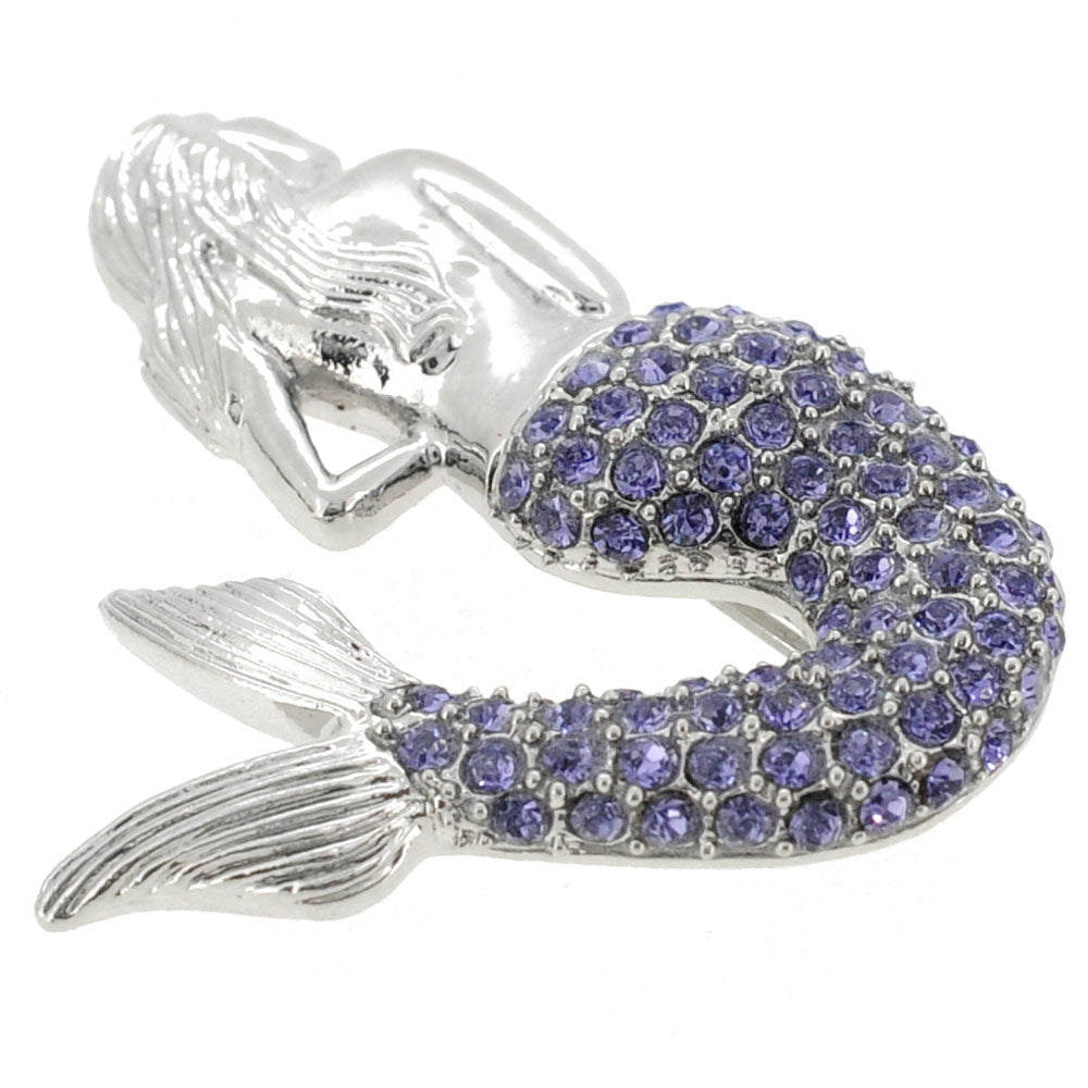 Purple Mermaid Crystal Pin Brooch and Pendant