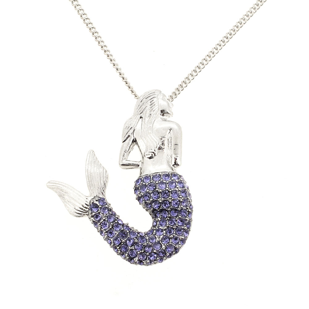 Purple Mermaid Crystal Pin Brooch and Pendant