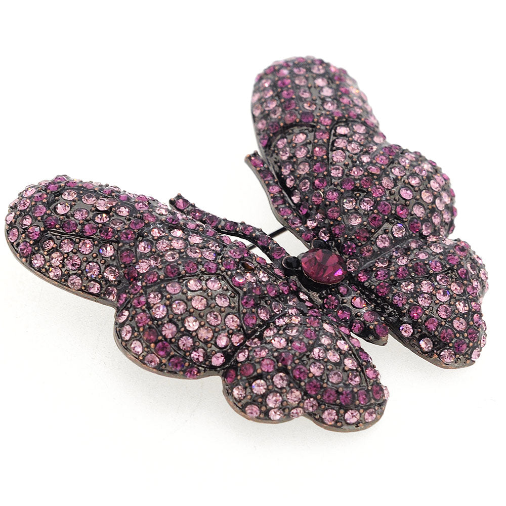 Vintage Style Amethyst Purple Butterfly Crystal Pin Brooch