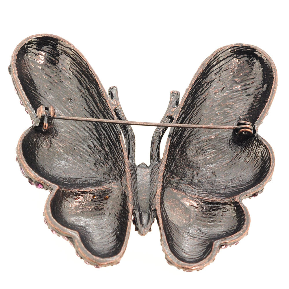 Vintage Style Amethyst Purple Butterfly Crystal Pin Brooch