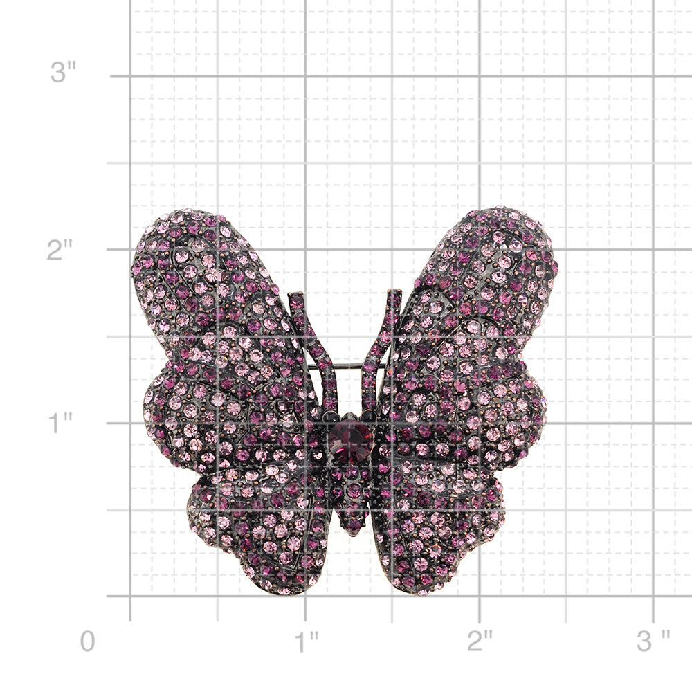 Vintage Style Amethyst Purple Butterfly Crystal Pin Brooch