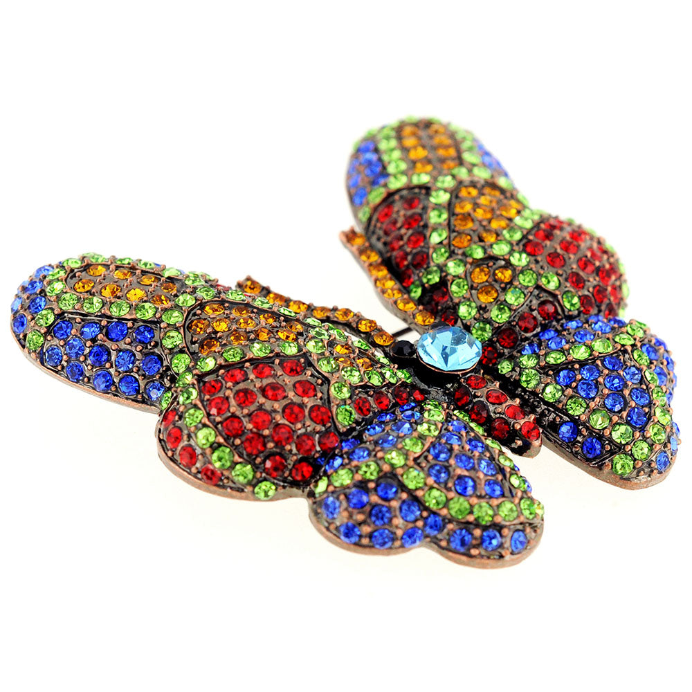 Multicolor Crystal Vintage Style Butterfly Pin Brooch