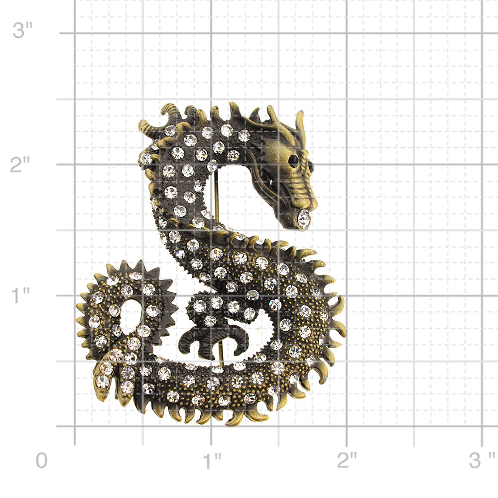 Vintage Style Crystal Dragon Pin Brooch
