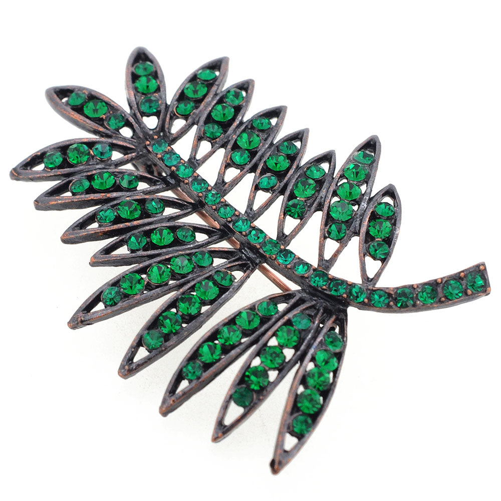 Emerald Green Elm Tree Leaves Pin Brooch