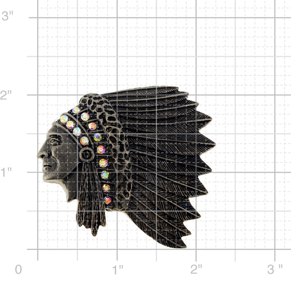 Vintage Style Native Indian Chief War Bonnet Pin Brooch