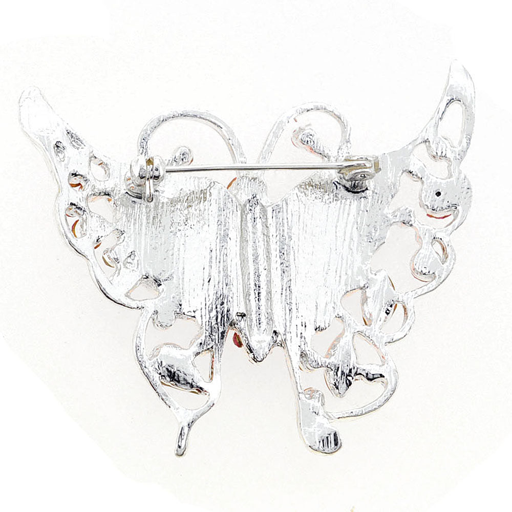 Pink Butterfly Crystal Pin Brooch