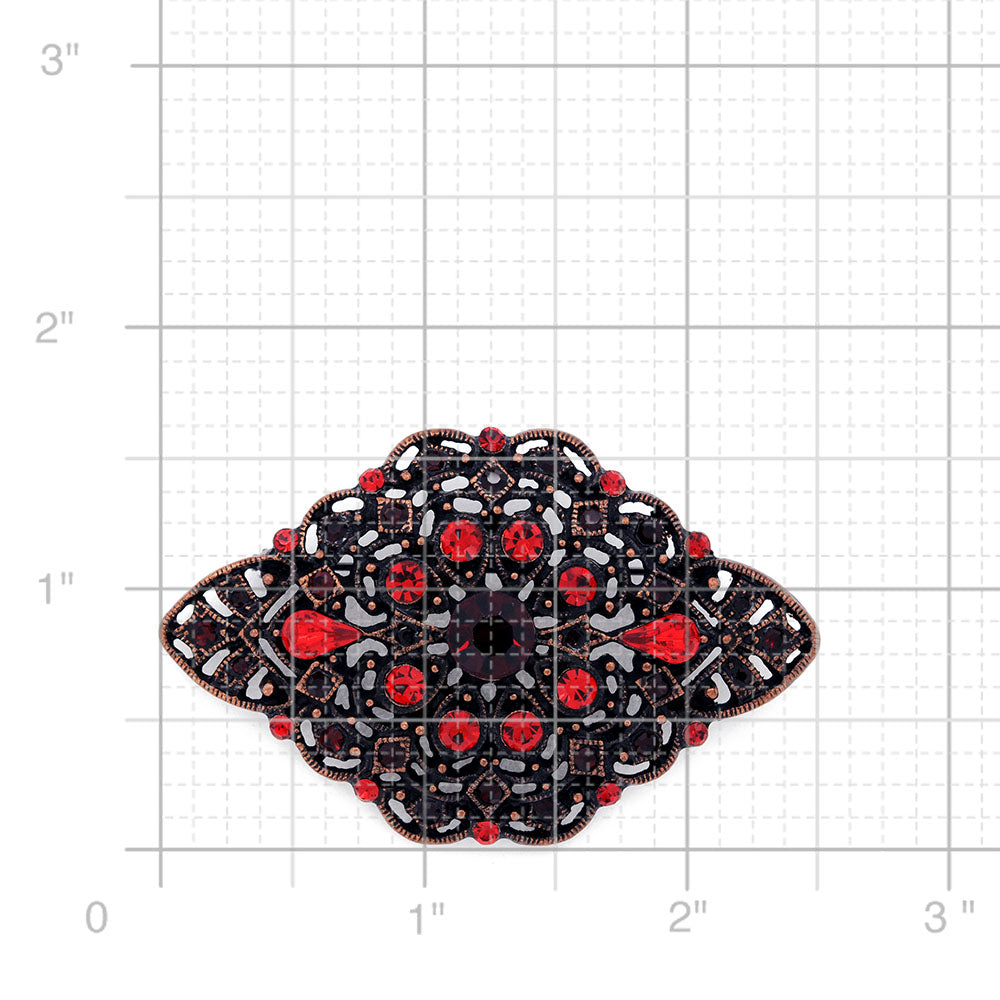 Vintage Style Red Crystal Flower Pin Brooch