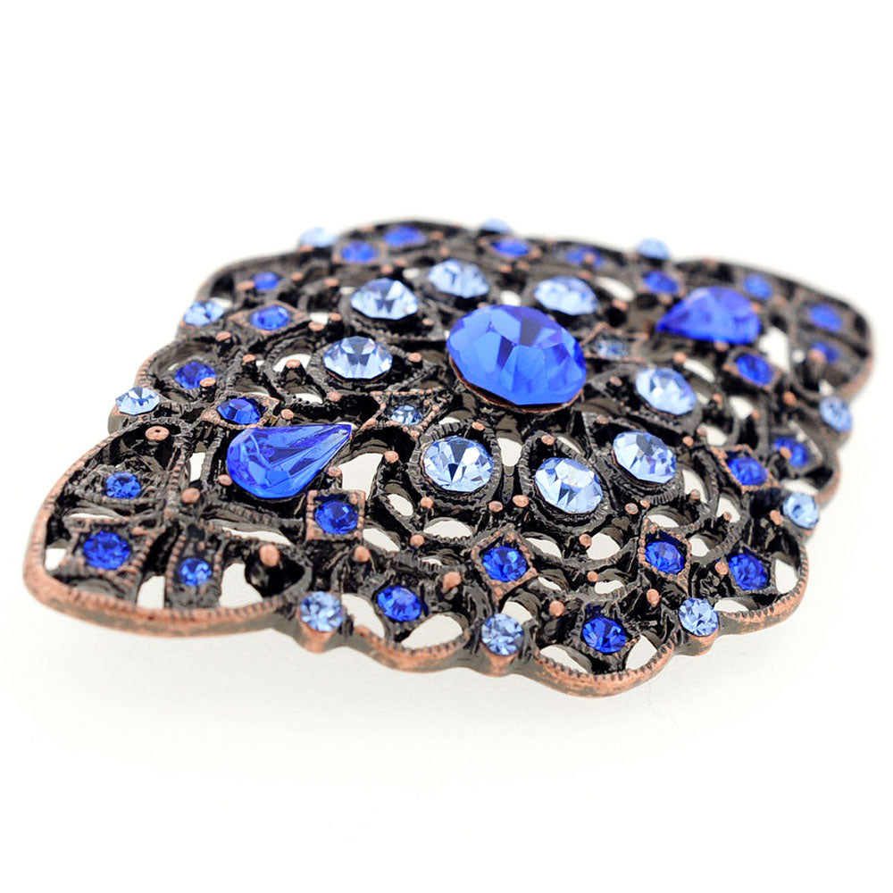Blue Vintage Style Flower Sapphire Crystal Pin Brooch