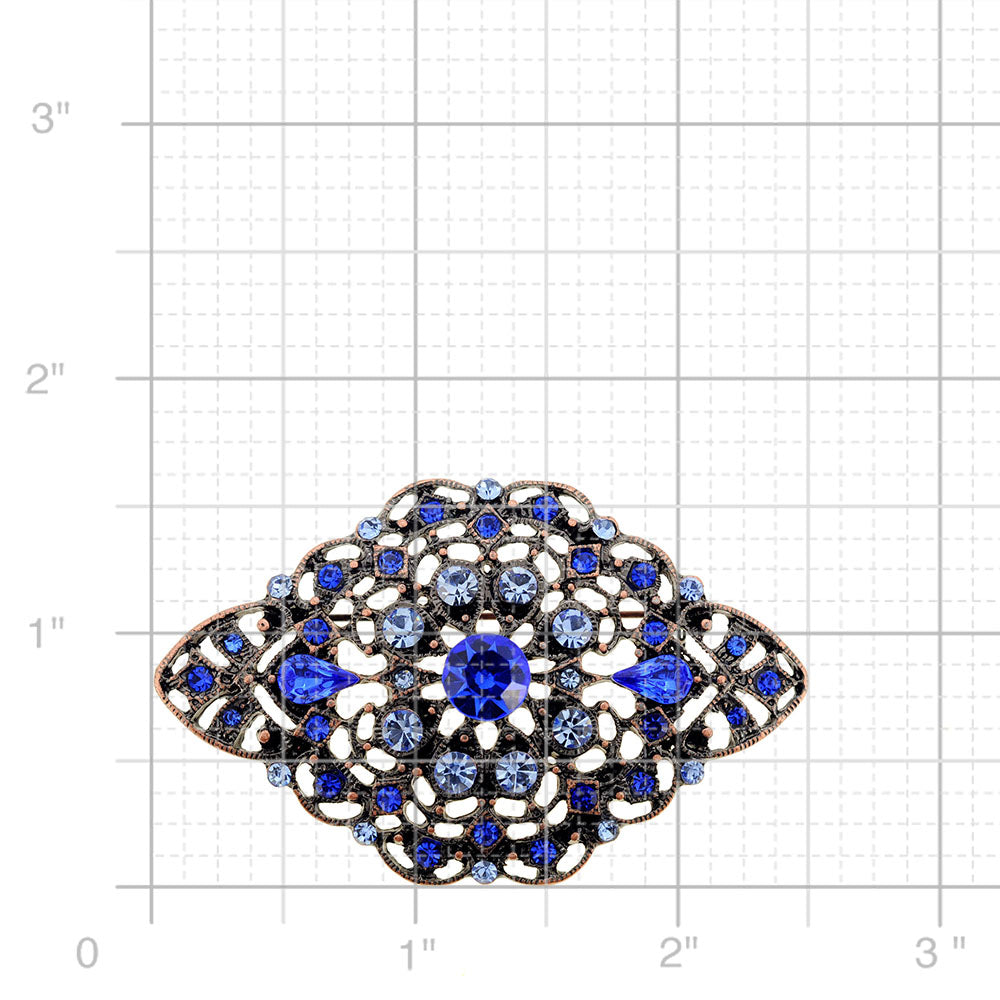 Blue Vintage Style Flower Sapphire Crystal Pin Brooch