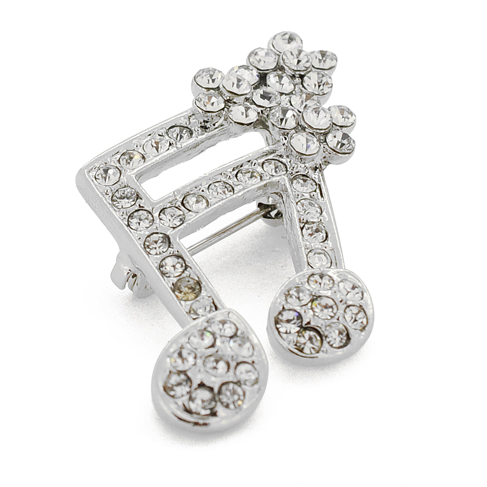 Crystal Music Note Pin Brooch