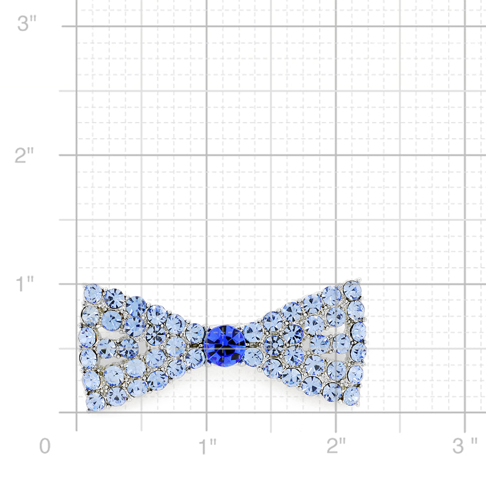 Light Blue Sapphire Crystal Bow Tie Pin Brooch