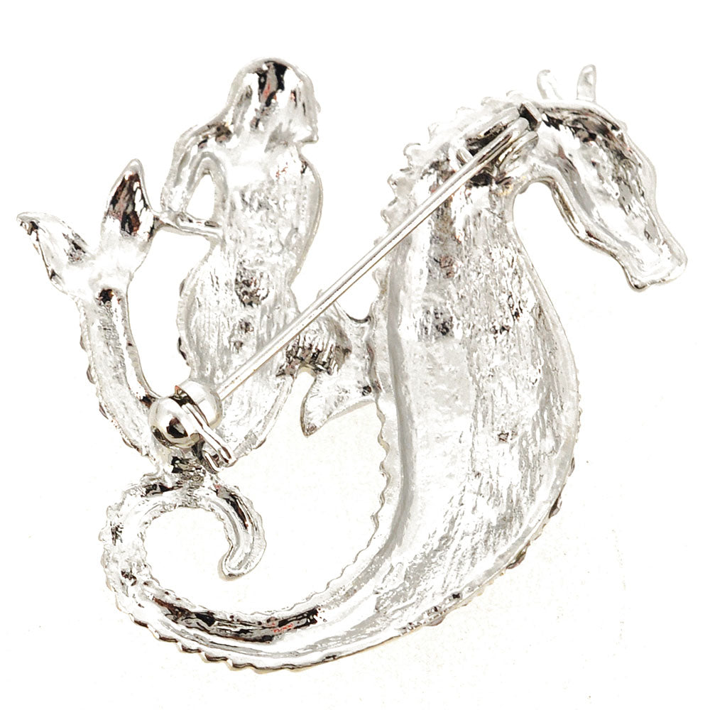 Purple Seahorse and Mermaid Crystal Pin Brooch
