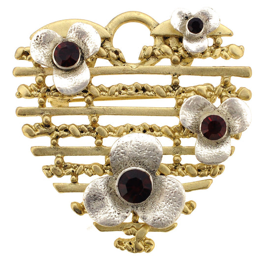 Garnet Flower Heart Pin Brooch And Pendant