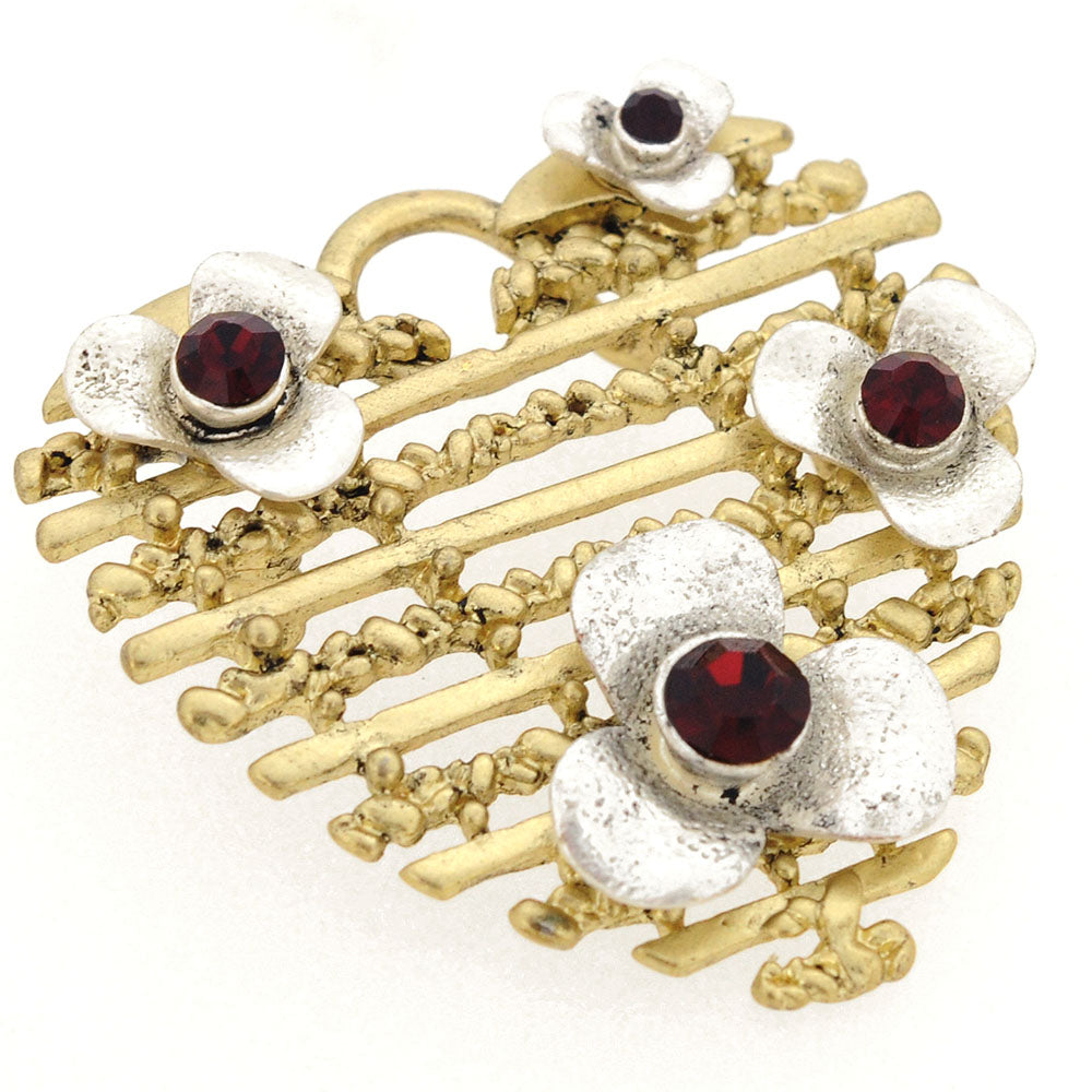 Garnet Flower Heart Pin Brooch And Pendant