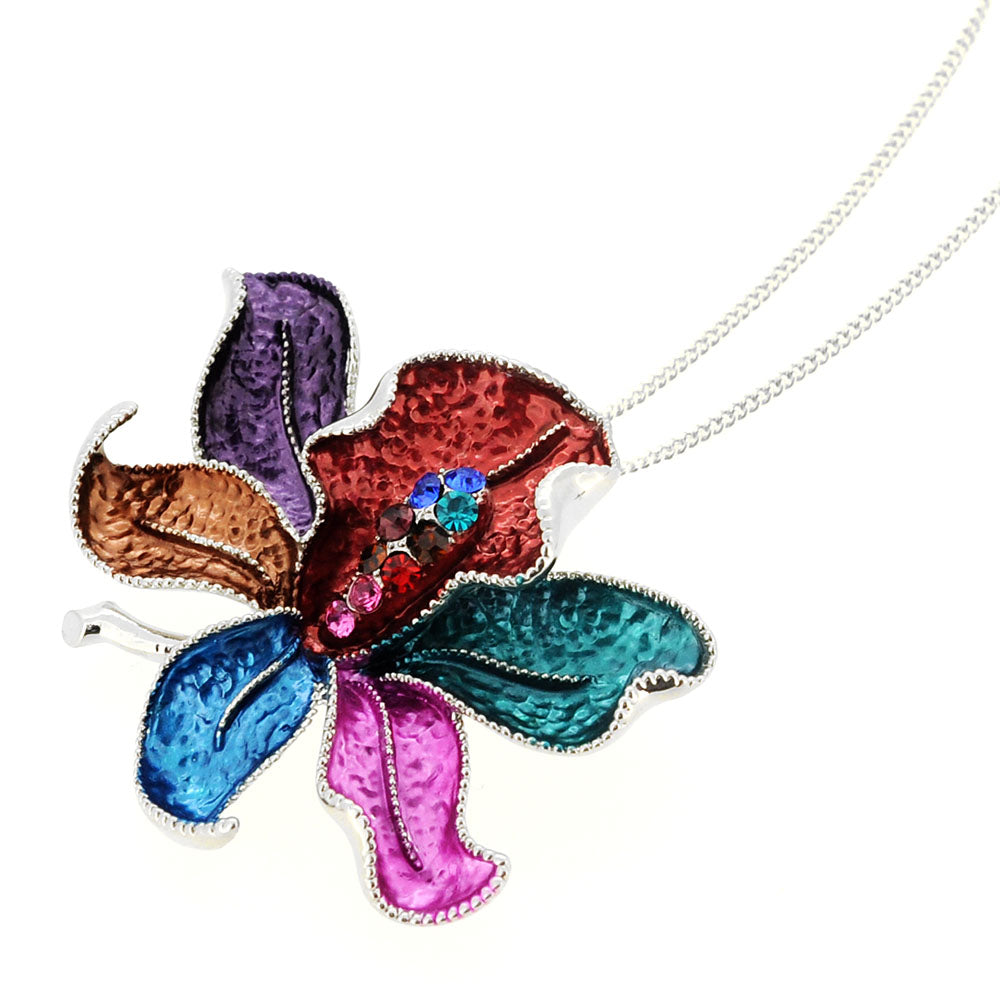 Multicolor Flower Crystal Pin Brooch and Pendant