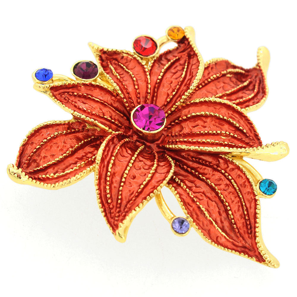 Dark Peach Flower Pin Brooch And Pendant
