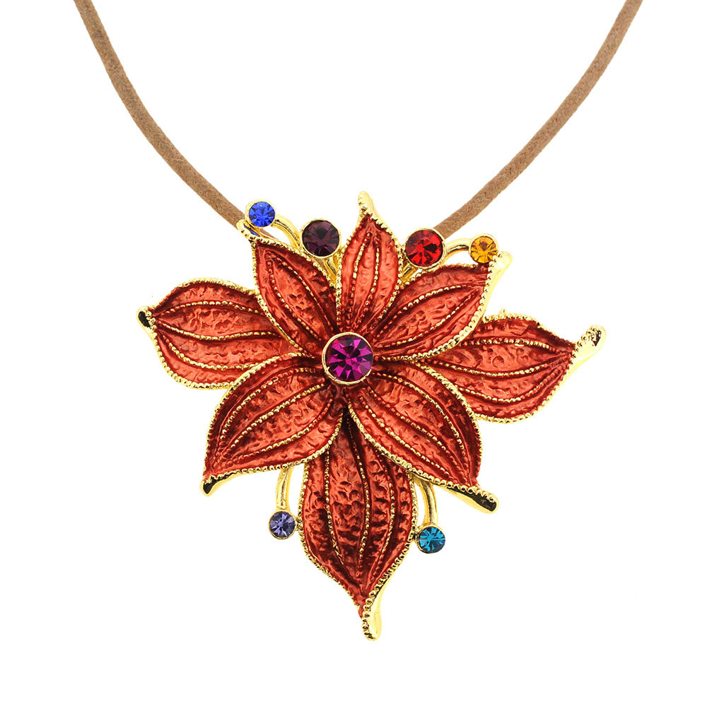 Dark Peach Flower Pin Brooch And Pendant