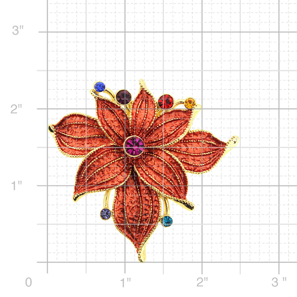 Dark Peach Flower Pin Brooch And Pendant