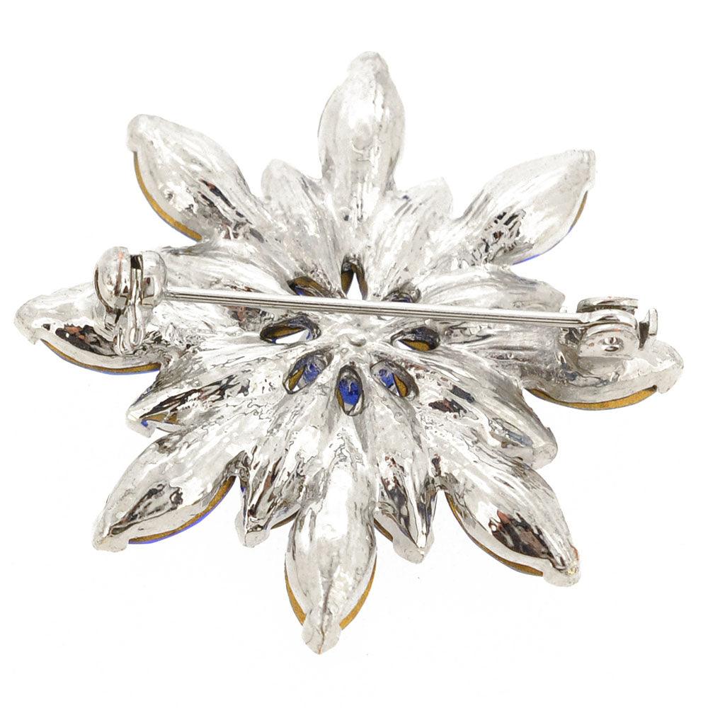 Sapphire Blue Flower Bridal Wedding Crystal Pin Brooch