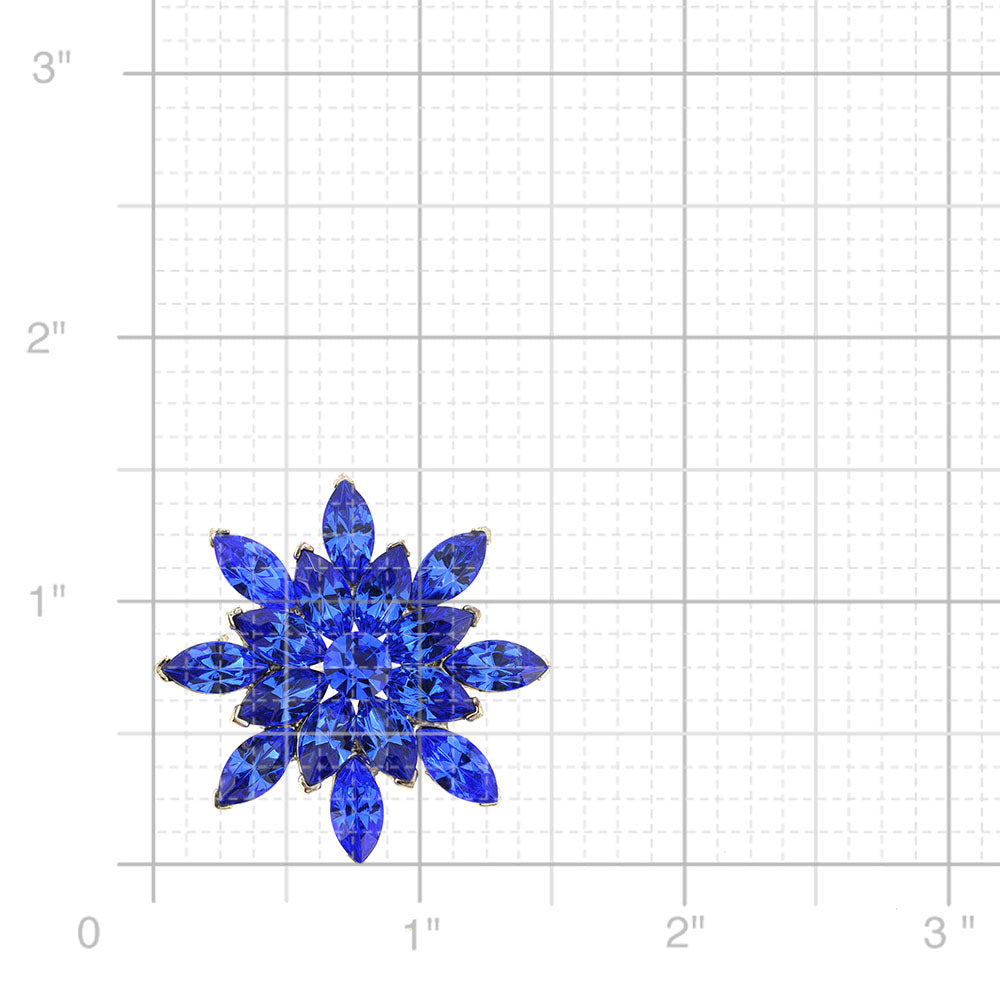 Sapphire Blue Flower Bridal Wedding Crystal Pin Brooch