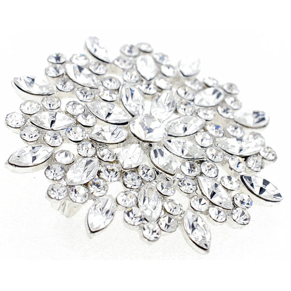Chrome Flower Wedding Crystal Pin Brooch
