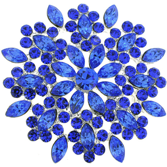 Sapphire Blue Flower Wedding Crystal Pin Brooch