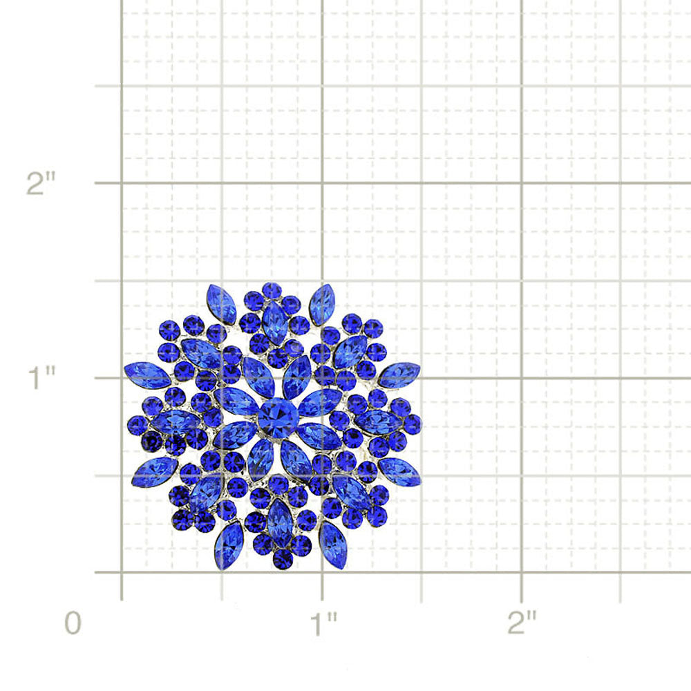 Sapphire Blue Flower Wedding Crystal Pin Brooch