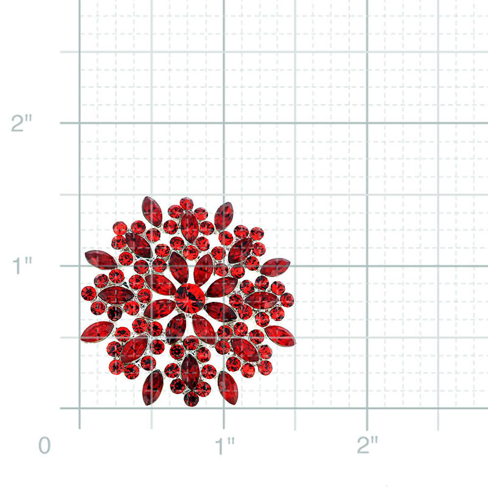 Ruby Red Flower Wedding Crystal Pin Brooch