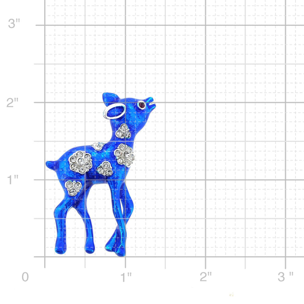 Blue Sika Deer Crystal Pin Brooch