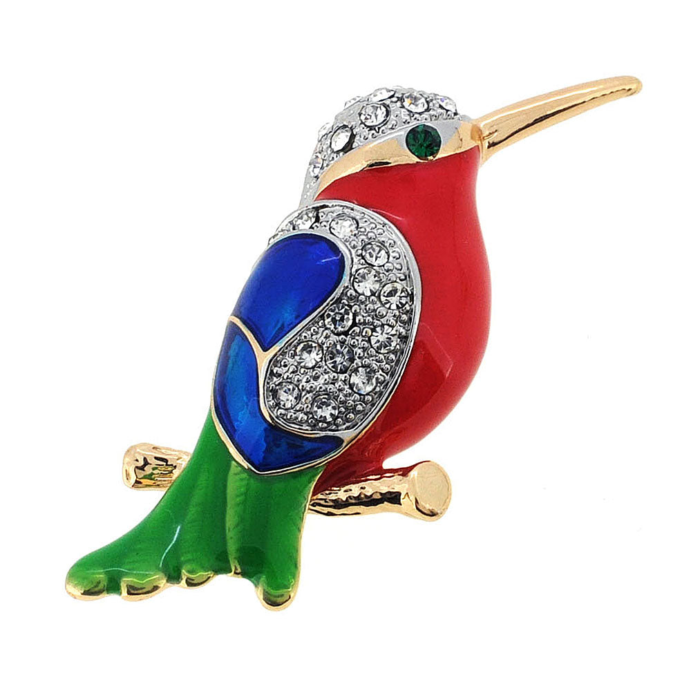 Tropical Hummingbird Crystal Pin Brooch