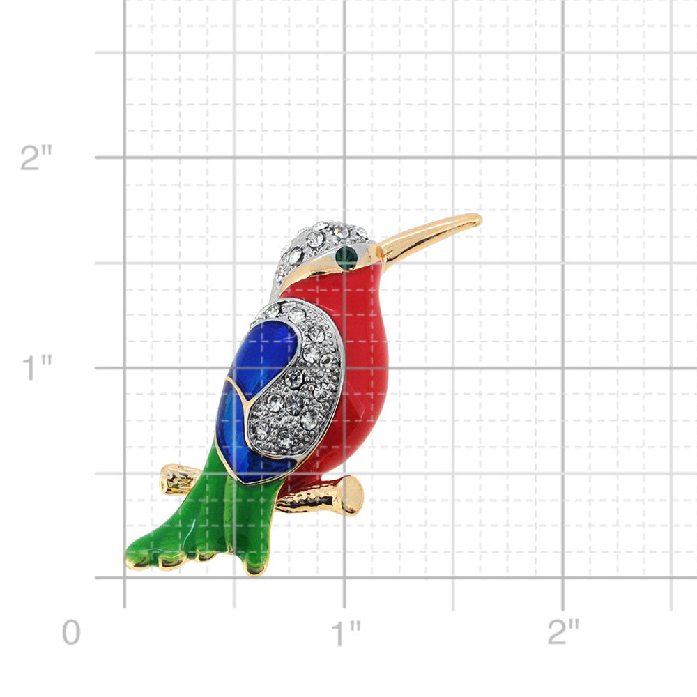 Tropical Hummingbird Crystal Pin Brooch