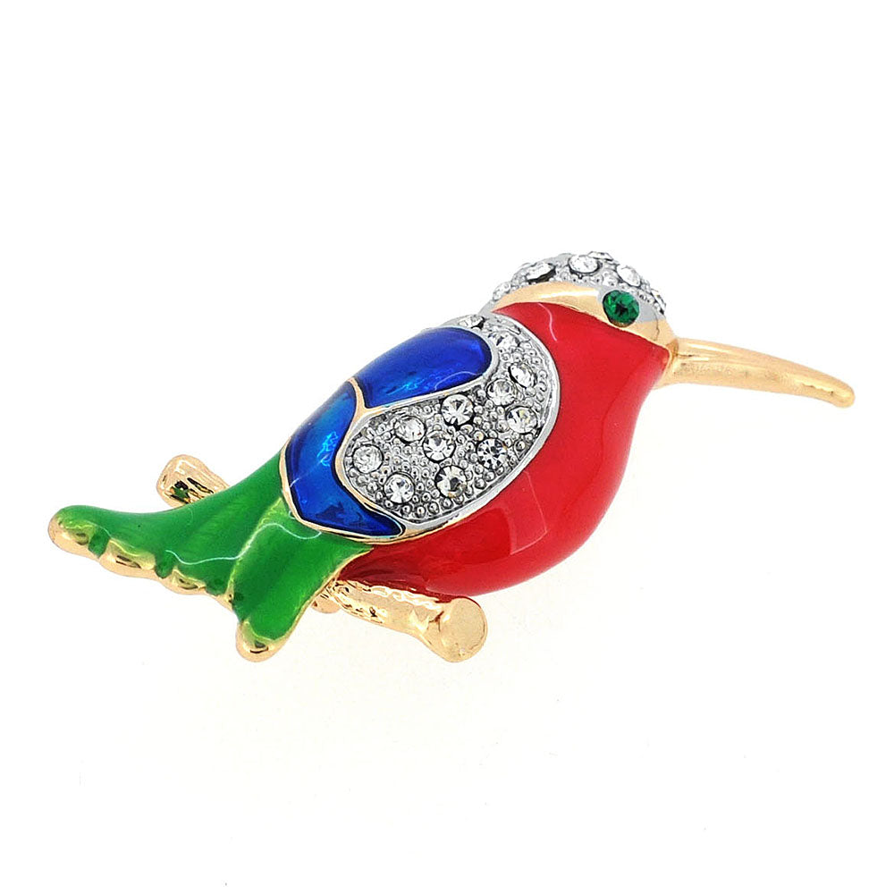 Tropical Hummingbird Crystal Pin Brooch