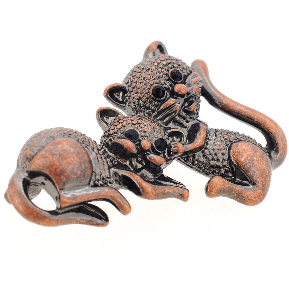 Two Cats Kitty Pin Brooch