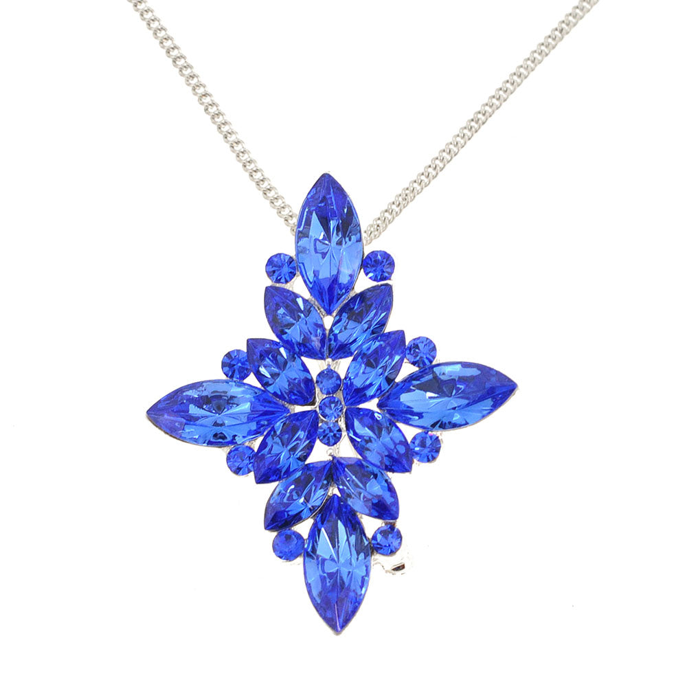 Sapphire Crystal Flower Wedding Pin and Pendant