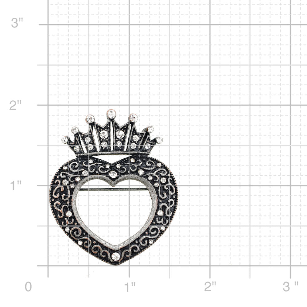 Vintage Style Black Crown Heart Pin Brooch And Pendant