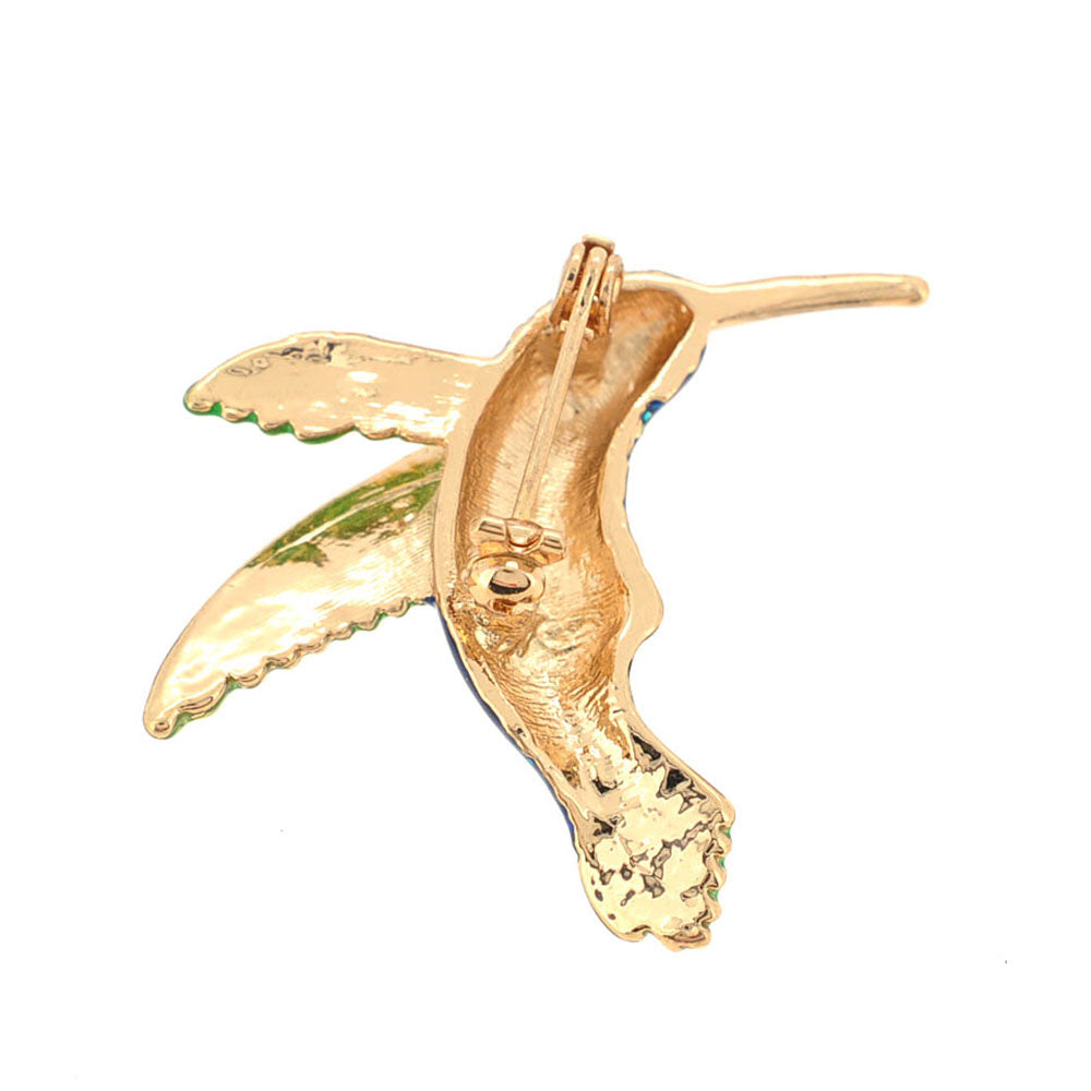 Multicolor Hummingbird Crystal Pin Brooch