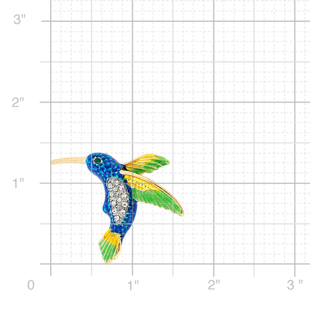 Multicolor Hummingbird Crystal Pin Brooch
