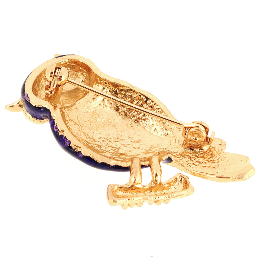 Enamel Purple Owl Crystal Pin Brooch