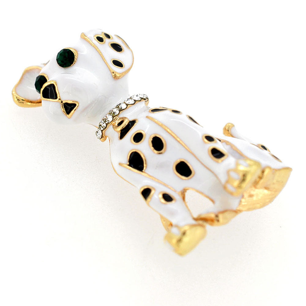 White Black Enamel Dalmatian Dog Pin Brooch